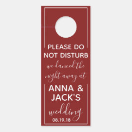 Reversible Welcome & DND Burgundy Wedding Tag Türanhänger
