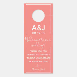 Reversible Welcome & DND Coral Wedding Tag Türanhänger