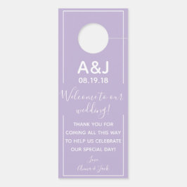 Reversible Welcome & DND Lavender Wedding Tag Türanhänger