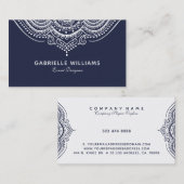 Reversible White & Blue Paisley Lace Visitenkarte (Vorne/Hinten)
