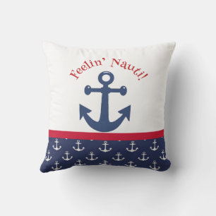 Reversibles Marineblau-Weißes Maritimes Anker-Kiss Kissen