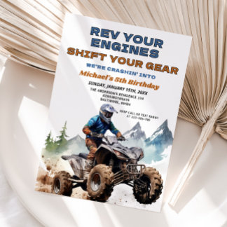 Revidieren Sie Ihre Motoren ATV Geburtstagsparty O Einladung