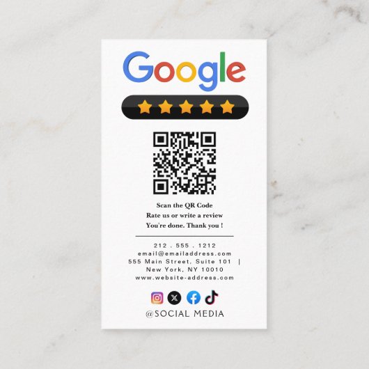 Review Google Review QR Code Google Ratings Visitenkarte (Rückseite)