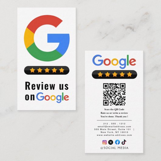 Review Google Review QR Code Google Ratings Visitenkarte (Vorne/Hinten)