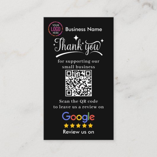 Review Google Review QR Code Google Ratings Visitenkarte (Vorderseite)