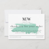 Review Order Packaging Insert Green Monogram Info Dankeskarte (Vorderseite)
