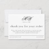Review Order Packaging Insert Script Monogram Dankeskarte (Vorderseite)