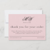 Review Order Packaging Insert Script Monogram Pink Dankeskarte (Vorderseite)