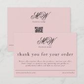 Review Order Packaging Insert Script Monogram Pink Dankeskarte (Vorne/Hinten)