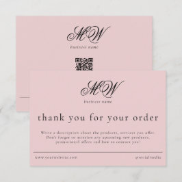 Review Order Packaging Insert Script Monogram Pink Dankeskarte