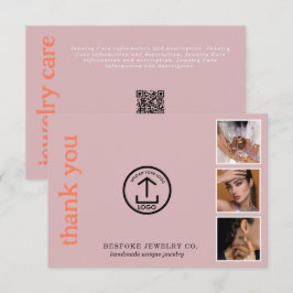 Review Thank You Jewelry Care Card Order Insert Dankeskarte