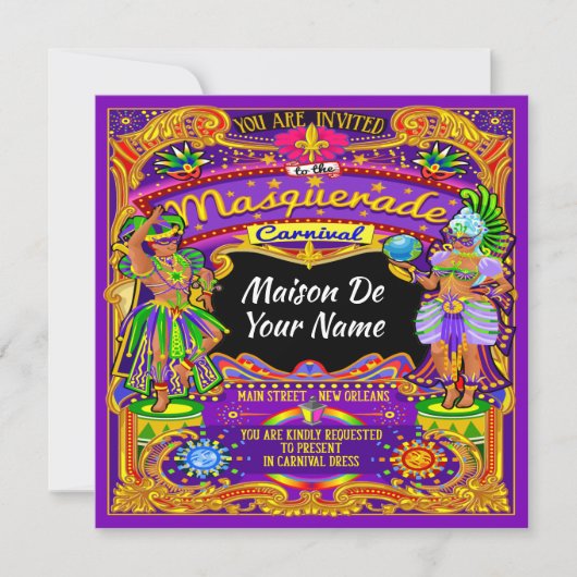 Revised Masquerade Mardi Gras Karneval Einladung (Vorderseite)