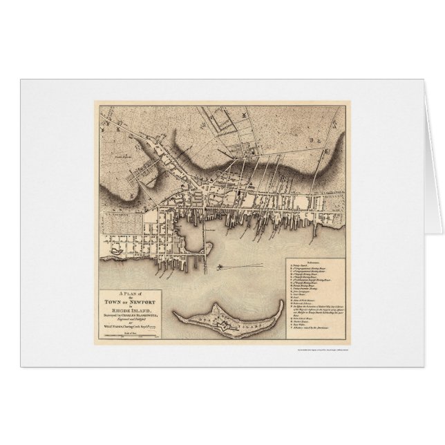 Revolutionäre Kriegs-Newport-Karte - 1777 (Vorderseite (Horizontal))