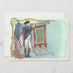 Revolutionäre Kriegs Soldat Amerikanische Flagge H Einladung
