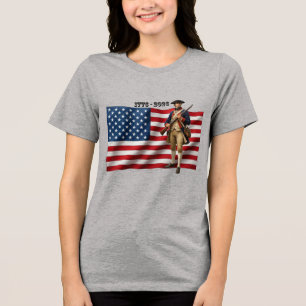 Revolutionäre Kriegs Soldat & Amerikanische Flagge Tri-Blend Shirt