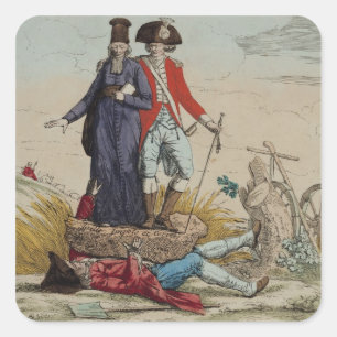 Revolutionärer Cartoon über Tithes Quadratischer Aufkleber