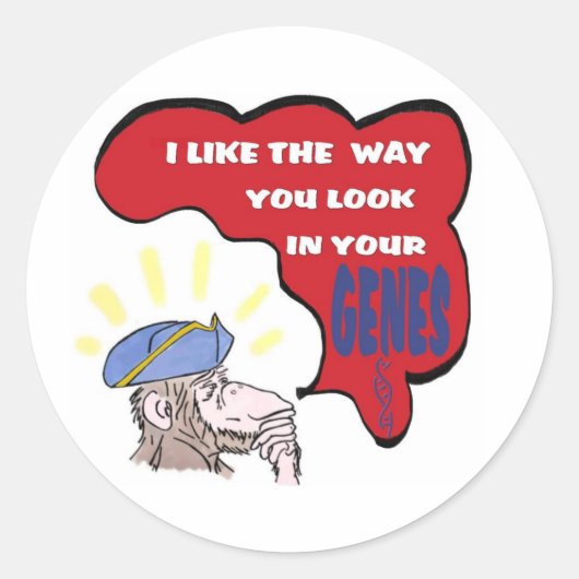 Revolutionary thinking monkey runder aufkleber (Vorderseite)