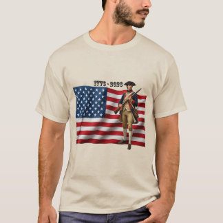 Revolutionary War Soldier & American Flag 250 URM T-Shirt