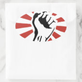 Revolutionsfäuste Ovaler Aufkleber (Tasche)