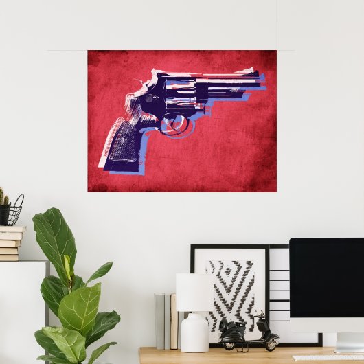 Revolver über Rot Poster (Heimbüro)