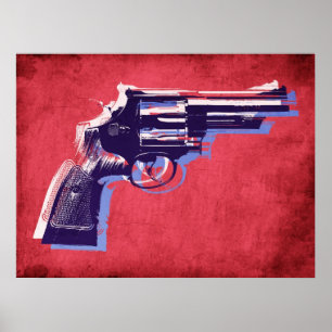 Revolver über Rot Poster