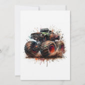 "Revved Up & Ready to Roll" Monster Truck Geburtst Einladung (Rückseite)