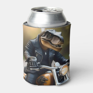 **"Revved Up Rex: T-Rex in Leathers on a Motorbike Dosenkühler