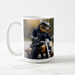 **"Revved Up Rex: T-Rex in Leathers on a Motorbike Kaffeetasse