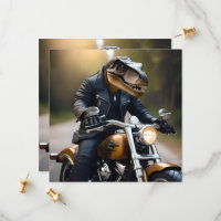 **"Revved Up Rex: T-Rex in Leathers on a Motorbike