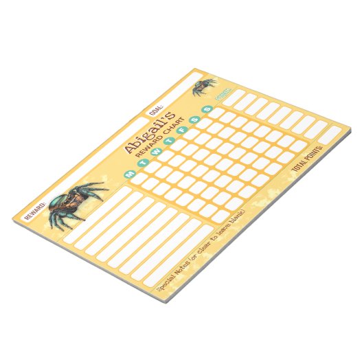Reward Chart Jumping Spider Personalized Chores Notizblock (angewinkelt)