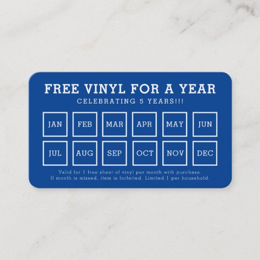 REWARD PUNCH CARD einfach modern The Vinyl Shop Treuekarte (Vorderseite)