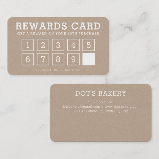 REWARD PUNCH CARD einfache moderne Loyalität 10. k Treuekarte (Vorne/Hinten)