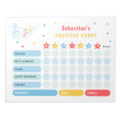 Rewards Chart Music Practice Stars farbenfroh Notizblock (Vorderseite)