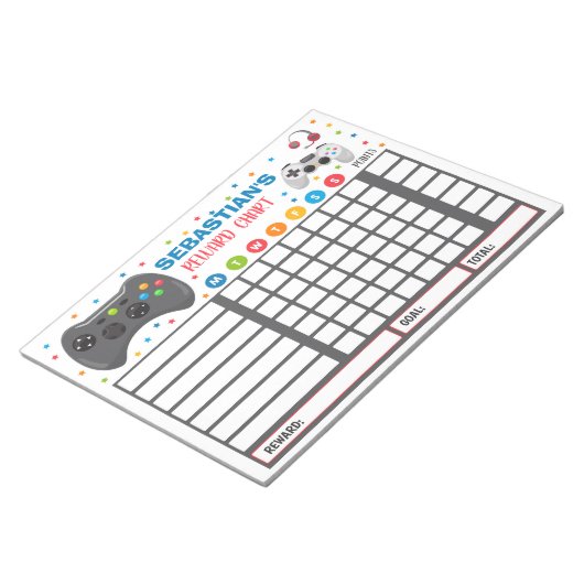 Rewards Chart Video Game Personalisiert Chore Char Notizblock (angewinkelt)