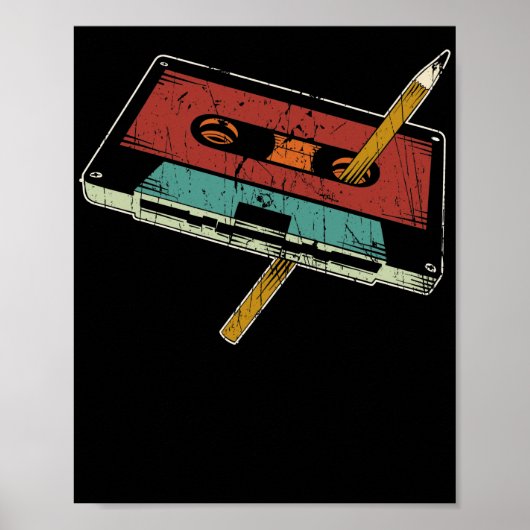 Rewind Cassette Pencil 80er 90er Musik Poster (Vorne)