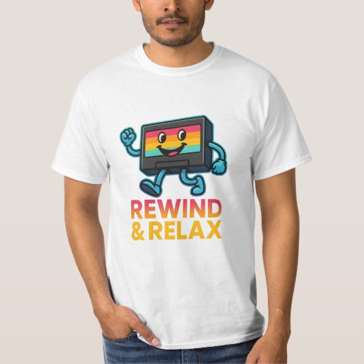 Rewind & Relax – Retro VHS Vibes T-Shirt (Vorderseite)