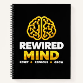 Rewired Mind Logo Spiralblock - Schwarzes Journal Notizblock