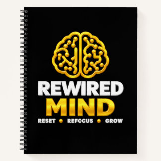 Rewired Mind Logo Spiralblock - Schwarzes Journal Notizblock
