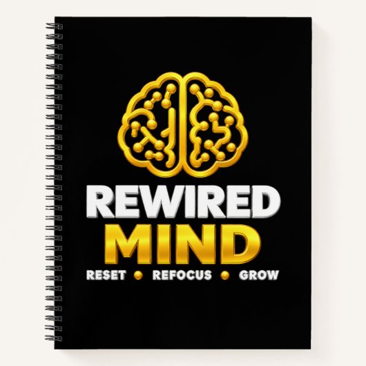 Rewired Mind Logo Spiralblock - Schwarzes Journal Notizblock (Vorderseite)