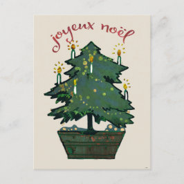 Reworked Vintage Christmas Tree Joyeux Weihnachten Postkarte