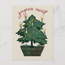 Reworked Vintage Christmas Tree Joyeux Weihnachten Postkarte