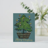 Reworked Vintage Christmas Tree Postkarte (Stehend Vorderseite)