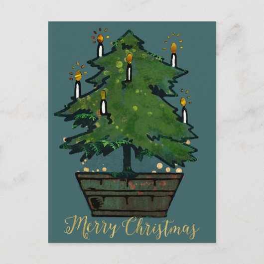 Reworked Vintage Christmas Tree Postkarte (Vorderseite)