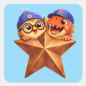 Rex and hoop Braun star grade one level one studen Quadratischer Aufkleber (Vorderseite)