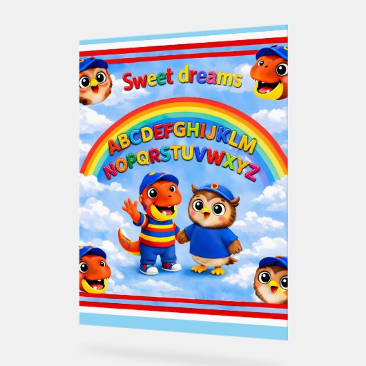 Rex and hoot ABC rainbow classroom premium 45 five Acrylschild (Winkel)