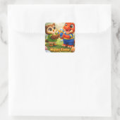 Rex and hoot happy Easter Square envelope seal Quadratischer Aufkleber (Tasche)
