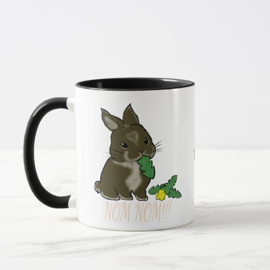 Rex bunny eats dandelion Tasse (Links)