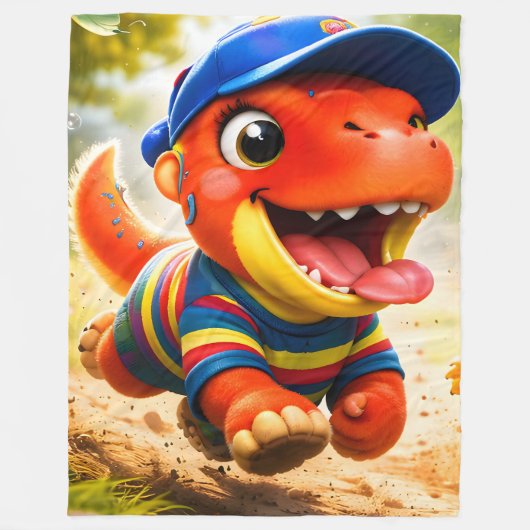 Rex, das Dinosaurier-Spielzeit-Abenteuer Premium L Fleecedecke (Vorderseite)