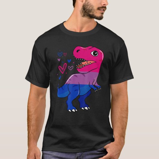 Rex Dinosaur Bisexual Flag Bisexualität Pride Mona T-Shirt (Vorderseite)