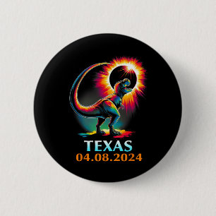 Rex Dinosaur Texas Total Solar Eclipse 2024 Button